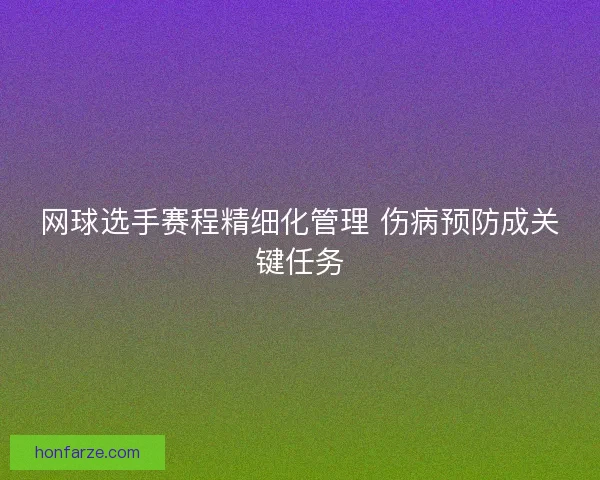 网球选手赛程精细化管理 伤病预防成关键任务