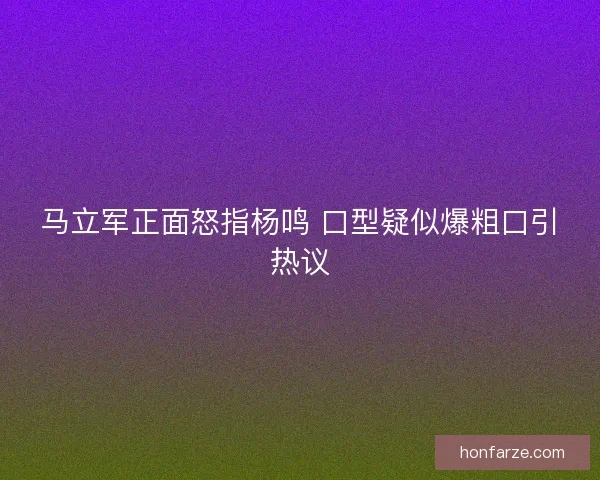 马立军正面怒指杨鸣 口型疑似爆粗口引热议 马立军正面怒指杨鸣 口型疑似爆粗口引热议